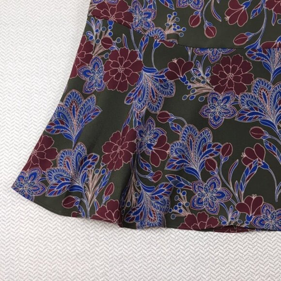 3/$20 Joe Fresh Floral Trumpet Skirt Pull On Flare Green Purple Womens Medium - Picture 3 of 9